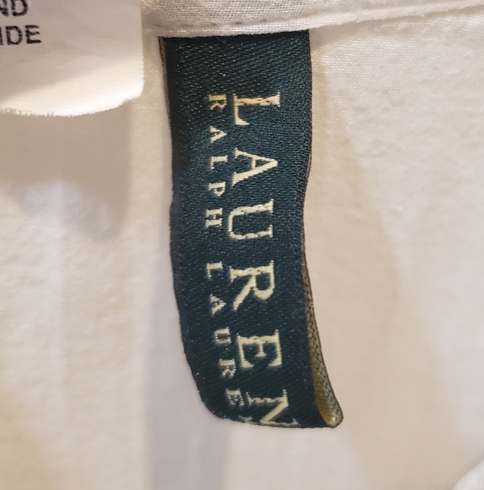 Lauren Ralph Lauren Mini Dress 100% Cotton Lightweight Semi Sheer White Sz Large - Picture 2 of 9